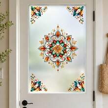 Floral Mandala Window Film, Static Cling Colorful Glass Sticker, Rainbow Glass Decal, Home Kitchen Bathroom Window Decoration - Window Film - View 9