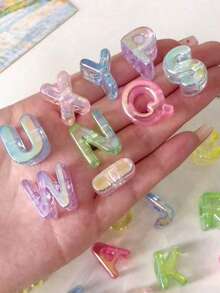 52pcs Acrylic 3D Transparent Colorful Large Hole Jelly Creative Letter Beads, Suitable For Handmade DIY Materials, Jewelry Making Materials, Keychains And Party Decorations, Cute Style, Ideal Accessory For Creative Handmade Crafts - Upgraded Version (UV Process) - View 8
