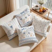 4pcs/1pc French Blue & White Goose Pattern Pillow Covers Without Inserts, Single-Sided Printed Cushion Cases, Suitable For Living Room Bedroom Home Decor, All Season Use - Multicolor - View 8