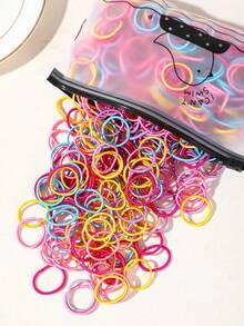 500/100pcs Girls Multi-Color Non-Damaging High Elasticity Hair Ties, High Ponytail Anti-Sagging Hair Rings, Hair Accessories For Daily Use - Multicolor - View 1