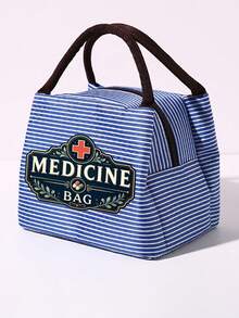 Vintage Medicine Bag, Striped Tote Lunch Bag, Women's Tote Bag, Travel Essential Storage Bag And Laptop Storage Bag, Zippered Toiletry Bag, Portable Work Travel And Home Organization Bag, Large Capacity Striped Storage Bag, Vintage MEDICINE BAG Pattern Decoration, Portable Makeup Bag Suitable For Medical Personnel And Office Workers, Multi-Functional Travel Business Trip Bag For Daily Use, Halloween Gift, Women's Birthday Gift - Multicolor - View 22