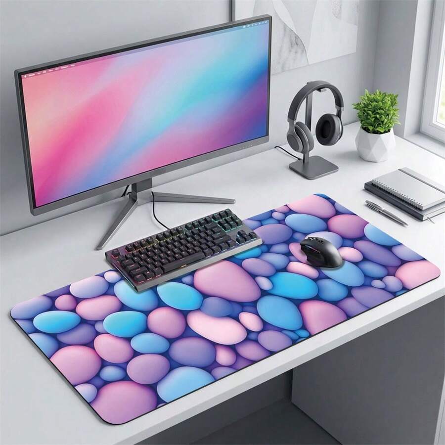 Colorful Stone Texture Gaming Mouse Pad, Non-Slip Rubber Desk Mat, Smooth Sliding Surface, Suitable For Computer Laptop Office Home, Natural Abstract Art Decoration, Back To School Supplies - A - View 1