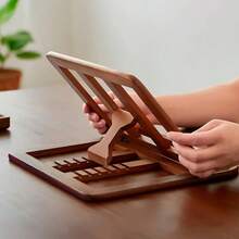 1pc Wooden Multi-Angle Adjustable Laptop Stand - Foldable Multifunctional Solid Wood Computer Lift Stand, Precision Crafted Whole Wood With Rounded Corners To Protect Device, Multi-Angle Free Adjustment To Relieve Neck Strain, Hollow Design For Heat Dissipation, Suitable For Study Desk, Bedroom Desk, Office Desktop, Rental Simple Workstation - Multicolor - View 4