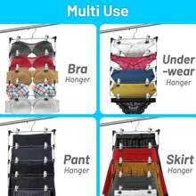 2/1pc White 4-Tier Foldable Clothes Hanger With Clips, Space-Saving Closet Storage Rack, Multi-Layer Metal Pants Rack For Skirts And Pants, Seamless Non-Slip Organizer For Multiple Underwear, Shorts, Skirts - Multicolor - View 8