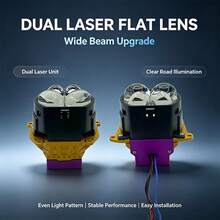 Flat Bi-LED Laser Projector Lens, Single/Dual/Triple Laser Optional, Universal Car Headlight Bi-Xenon Retrofit Module, Sharp Cut-Off Line, Includes Bracket And Fan, 2pcs/Pack - Square Lens - View 3