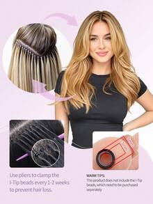 I-Tip Hair Extensions, Human Hair, Platinum Blonde #60, 14-22 Inches Straight, Keratin Bonded, Invisible I-Tip Hair Extensions - S60 - View 8