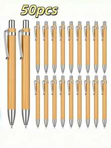 100/50/10pcs Retractable Bamboo Ballpoint Pens, Bamboo Shaft Design, Fashionable, Suitable For Office,Business, School And Various Activities, Gift Pens With Push Buttonldeal Gift Chgice (Black Ink) Back To School - Multicolor - View 14