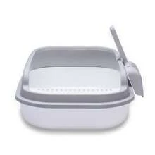 Semi-Open Cat Litter Box With Cleaning Scoop And Sanitary Filter - Champagne - View 4