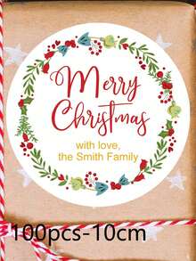 10/20/50/100pcs Customized Round Christmas Stickers, Customizable Letter Text Stickers, Elegant Holiday Gift Packaging Labels, Suitable For Holiday Party Gift Labels, Holiday Gift Packaging Stickers, Wedding Souvenir Labels Stickers, Cookie Packaging Bag Stickers, Holiday Calendars - Multicolor - View 21