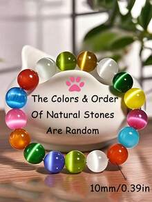 10mm Colored Selenite Healing Crystal Bracelet,Emotional Balance, Simple Jewelry Gift For Women Men Halloween Christmas,Beads Colors&Order Are Random - Multicolor - View 7