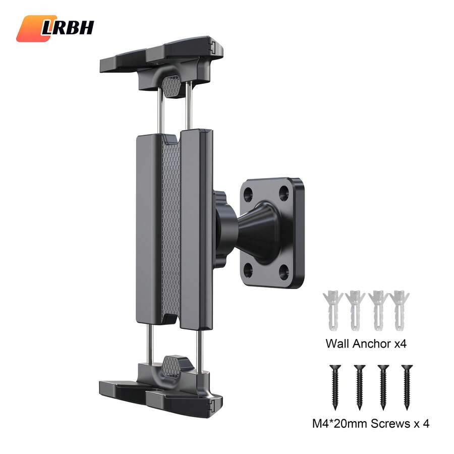 Braket Dudukan Tablet Dinding LRBH, Kepala Penjepit Tablet yang Baru Ditingkatkan, Dudukan Tablet Berputar 360°, Alas Stabil, Cocok untuk Pemasangan di Dinding Dapur, Kompatibel dengan iPad dan Semua Perangkat Mulai dari 4,7 hingga 15 Inci. - View 1