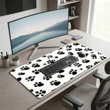 White Background Dog Paw Print Pattern Gaming Mouse Pad, Non-Slip Rubber Desk Mat, Smooth Sliding Surface, Suitable For PC Laptop Office Home, Cute Abstract Art Decor, Back To School Supplies - A - View 6
