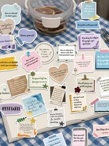 50pcs Encouraging Message Text Stickers For Decorating Switches, Water Bottles, Laptops, Phone Cases, Tablets, Luggage, Journals, Notebooks, Diaries, Scrapbooks, Planners, Guitars, Skateboards - Encouraging Comment Text - View 3
