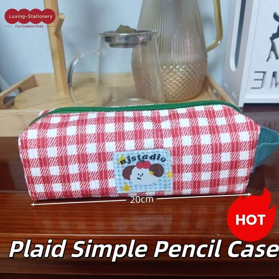 1pc Korean Style Minimalist Cute Niche Pencil Case, Large Capacity Stationery Storage Bag For Middle And High School Students - A - View 1