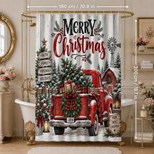 1pc/4pcs Country Farmhouse Style Christmas Red Truck Pattern Multi-Functional Bathroom Decor Shower Curtain Set, Free 12 Hooks, Premium Holiday Atmosphere, Bathroom Mat, U-Shaped Bath Mat And Round Toilet Lid Cover, Suitable For All Scenes Decoration Bathroom Set - Rustic Farmhouse Christmas Red Truck - View 12