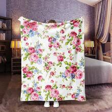 1pc Fresh Pastoral Floral Digital Print Flannel Blanket - Modern Style, Soft Polyester Knitted Fabric Comfortable For All Seasons, Multi-Purpose, Suitable For Sofa, Bed, Travel, Camping, Chair, Gift Blanket - Multicolor - View 6