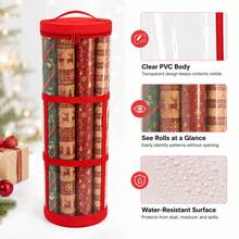 Christmas Wrapping Paper Organizer Storage 41" Gift Wrapping Paper Storage Bag Clear PVC With Oxford Gift Wrap Paper Holder - View 5