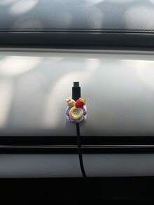 3pcs/6pcs Cute Strawberry Flower Cable Organizer, 3D Cartoon Rabbit Design, Sweet Colors, DIY Adhesive Backing, Easy Storage For Car Charging Cables, Prevents Cable Tangling, Compact Space-Saving, Car Interior Cable Management, Practical And Stylish Car Accessory - Multicolor - View 8