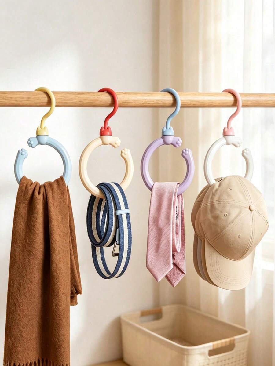 1 buah Gantungan Penyimpanan Bentuk Cakar Kucing Lucu, Gantungan Topi Desain Cincin Bulat yang Dapat Dibuka, Gantungan Penyimpanan Anti Selip Multi-Warna, Cocok untuk Topi, Syal, Dasi, dan Sabuk, Aksesori Penyimpanan Rumah yang Hemat Ruang di Lemari
