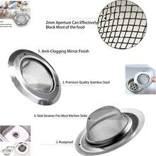 2 buah Saringan Wastafel Dapur Stainless Steel, Saringan Pembuangan Wastafel Bertepi Lebar Besar Diameter 4,5 Inci - A - View 12
