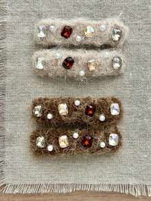 1PC Autumn/Winter New Rhinestone Zirconia Pearl Plush Snap Hair Clip Side Bangs Clip Elegant Versatile Hair Accessory - Multicolor - View 8