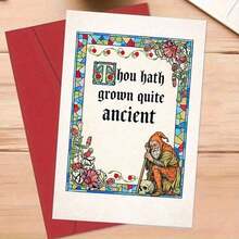 OBOVAY (1 Greeting Card And 1 Envelope), 1 Humorous Greeting Card, Suitable For Friends To Joke About Age With Medieval Style Illustration, Used For Lighthearted Sharing Of Life Moments - A - View 3
