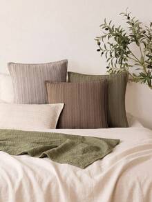 1pc Brown (Without Pillow Insert) Double-Sided Waffle Texture Throw Pillow Cover, Modern Elegant European Style Cushion Cover, Suitable For Home, Sofa, Bed, Living Room Decor, All Season - Brown - View 6