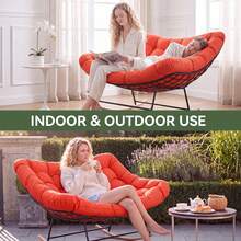 Aoxun Oversized Garden Rocking Chair With Cushion And Heavy-Duty Metal Frame For Patio,Balcony And Garden, Red - Red - View 7