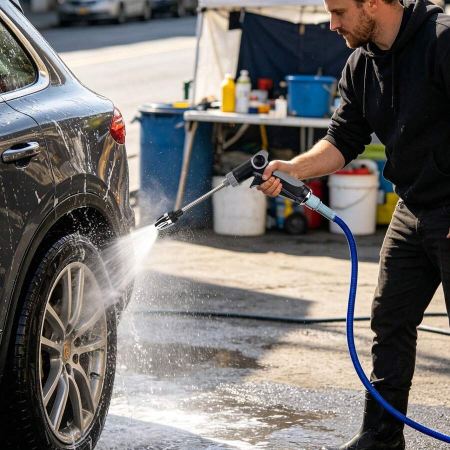 High Pressure Car Wash Water Gun Garden Hose Nozzle Multi-Function Sprayer - Grey and Black - View 1