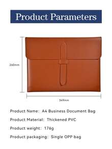 1Pc Fashion Faux Leather Portfolio Folder, Envelope File Bag With Buckle Closure For Business Gift - Single Piece - View 9