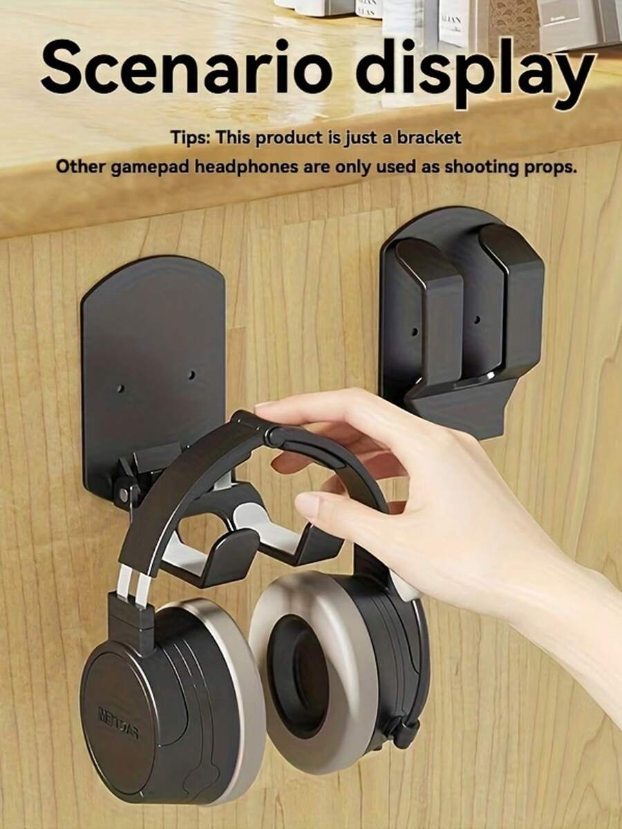 No-Drill Multi-Function Wall Mount, Adhesive Headphone And Game Controller Holder, Drill-Free Storage Shelf, Computer Headset Stand, Over-The-Head Hook, Headset Organizer, Student Dorm Adhesive Wall Mount Phone Holder - Multicolor - View 1