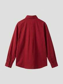 Men's Textured Thick Oversize Shirt Burgundy - Burgundy - View 4