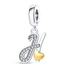 1pc S925 Sterling Silver Letter Pendant, Rhinestone Inlaid Dual Color Heart Design, 26 English Letters Available, Exquisite Hollow Craftsmanship, Original Bracelet Necklace DIY Pendant Chain Jewelry Making, Personalized Name Identifier Accessory, Suitable For Daily Wear And Holiday Gifts, Comes With Elegant Gift Box - Silver - View 33