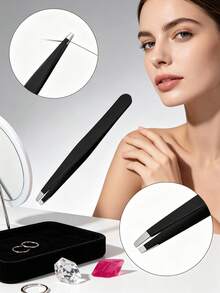2pcs High Precision Flat Tweezers, Suitable For Men And Women To Pluck Hair, Pluck Beard, Trim Eyebrows, Easy To Grip Hair Removal, Wax Hair Removal - Multicolor - View 3