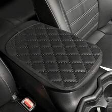 1pc Car Armrest Pad, Center Console Protector, Center Armrest Storage Pad, Fashion Design, Elegant Texture, Sturdy Stitching, Breathable Perforated, Suitable For Most Car Models - Black - View 9