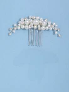 1pc Women's Rhinestone Minimalist Bridal Hair Comb Hair Accessory Suitable For Daily Wear And Wedding Occasions - Silver - View 2