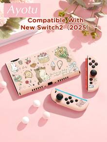Ayotu بطانية حماية بنمط كعكة القطة والكرز والزنبق، متوافق مع Switch، متوافق مع New Switch2 (2025)/Switch NS/Switch OLED، يمكن تركيبه في القاعدة دون إزالة بطانية الحماية، بطانية حماية عالمي لوحدة التحكم بالألعاب، إكسسوارات ألعاب Switch، مضاد للسقوط، مضاد للانزلاق، مضاد للخدش، أنيق وجميل، مناسب للخريف/عيد الميلاد/العودة إلى المدرسة/الشتاء والمناسبات الأخرى. - مشاهدة 16
