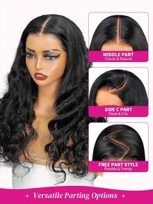 ISEE 180% Density 16-30 Inch Natural Color Human Hair Glue-Free Wavy Transparent 7*5 Inch Lace Wig, Pre-Cut Lace Edge, Pre-Bleached Roots, Suitable For Daily Use Women's Human Hair Wig - SNatural - View 4