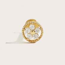 1pc Fashion Casual Diamond Flower Stainless Steel Stud Earrings Suitable For Women's Daily Wear - Flower - View 10