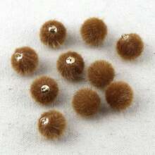 10pcs Faux Fur Pom Pom Charms With Gold Rings - Soft Velvet Mini Pom Pom Earring Accessories Set (Multi-Color Options) Suitable For DIY Tassel Earrings, Handbag Charms, Keychains, Hair Accessories And Winter Jewelry Making - Plush Round - View 12
