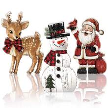 3pcs Christmas Decoration Winter Table Layered Tray Decor Wooden Snowman 3 Pieces Set Christmas Winter Decoration - Standard - View 6