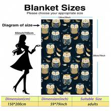1pc Cartoon Owl Digital Print Flannel Blanket - Modern Style, Soft Comfortable Polyester Knit Fabric For All Seasons, Multi-Purpose, Suitable For Sofa, Bed, Travel, Camping, Chair, Gift Blanket - Multicolor - View 10