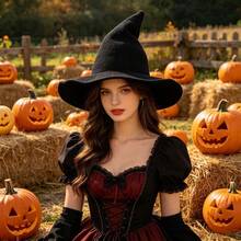 Halloween Y2K Retro Gothic Wool Knit Witch Hat, Suitable For Parties, Festivals, Can Be Used As A Gift For Friends, Unisex - A - View 10