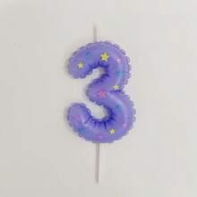 HIBIRTH 1pc Creative Candy Color Star Print Number Candle Cake Decoration Supplies Number 0-9 Birthday Party Celebration Wish Candle Plug-In - View 19