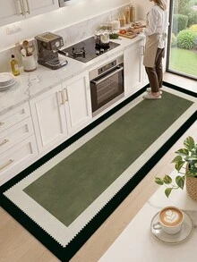 1pc Neutral Sage Green Long Runner Rug, Suitable For Bathroom, Kitchen, Outdoor, Hallway, Bedroom, Living Room, Machine Washable Easy Clean Non-Slip Entryway Mat, Autumn Home Decor Carpet Accessory - Multicolor - View 4