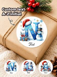 1/60/120/180/240pcs Customizable Round Christmas Stickers, Personalized Christmas Elements, Suitable For Gift Box Packaging, Wall Decoration, Envelope Sealing, Tabletop Arrangement, Perfect For Friends, Partners, Family, Colleagues, Holiday Enthusiasts, Suitable For Christmas Dinner, Holiday Tea Party, Christmas Themed Gathering, - Multicolor - View 1
