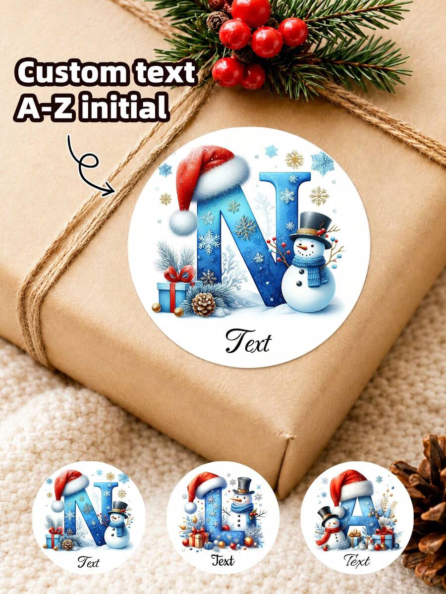 1/60/120/180/240pcs Customizable Round Christmas Stickers, Personalized Christmas Elements, Suitable For Gift Box Packaging, Wall Decoration, Envelope Sealing, Tabletop Arrangement, Perfect For Friends, Partners, Family, Colleagues, Holiday Enthusiasts, Suitable For Christmas Dinner, Holiday Tea Party, Christmas Themed Gathering, - Multicolor - View 1