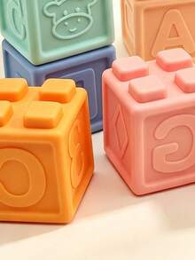 Soft Rubber Embossed Building Blocks, Flexible Touch, Printed With Letters And Fruit & Vegetable Patterns, Rich Colors. Home Stacking And Assembly, Cognitive Shapes And Numbers, Suitable For Halloween, Christmas, Thanksgiving And Back To School Gifts - Multicolor - View 7