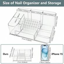 1pc Nail Drill & Bit Holder, 28-Slot Transparent Plastic Base, Suitable For Desktop Storage, Skincare Products Storage, Small Tools Storage, Professional Nail Tool Organizer Box (ABS Material) - Multicolor - View 2