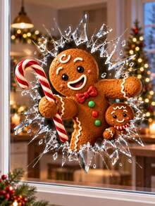 Christmas Window Stickers, Santa Claus/Snowflake/Gingerbread Man/Snowman/Reindeer/Nutcracker Patterns, Reusable, Christmas Decoration Winter Window Decals, Static Adsorption, Suitable For Home Office Glass Doors & Windows Decoration, Wall Stickers, Room Decor, Bedroom Decor, Kitchen Decor, Home Decor, Christmas Essential - Multicolor - View 4